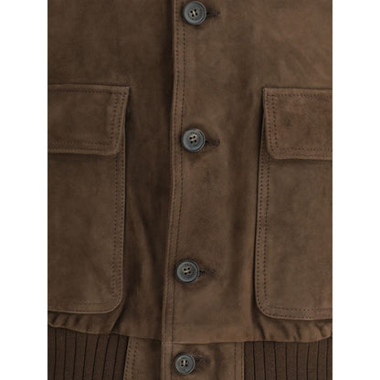 Brown Leather Bomber
