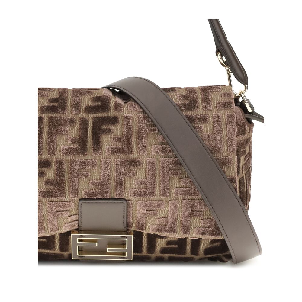 Brown Viscose Shoulder Bag
