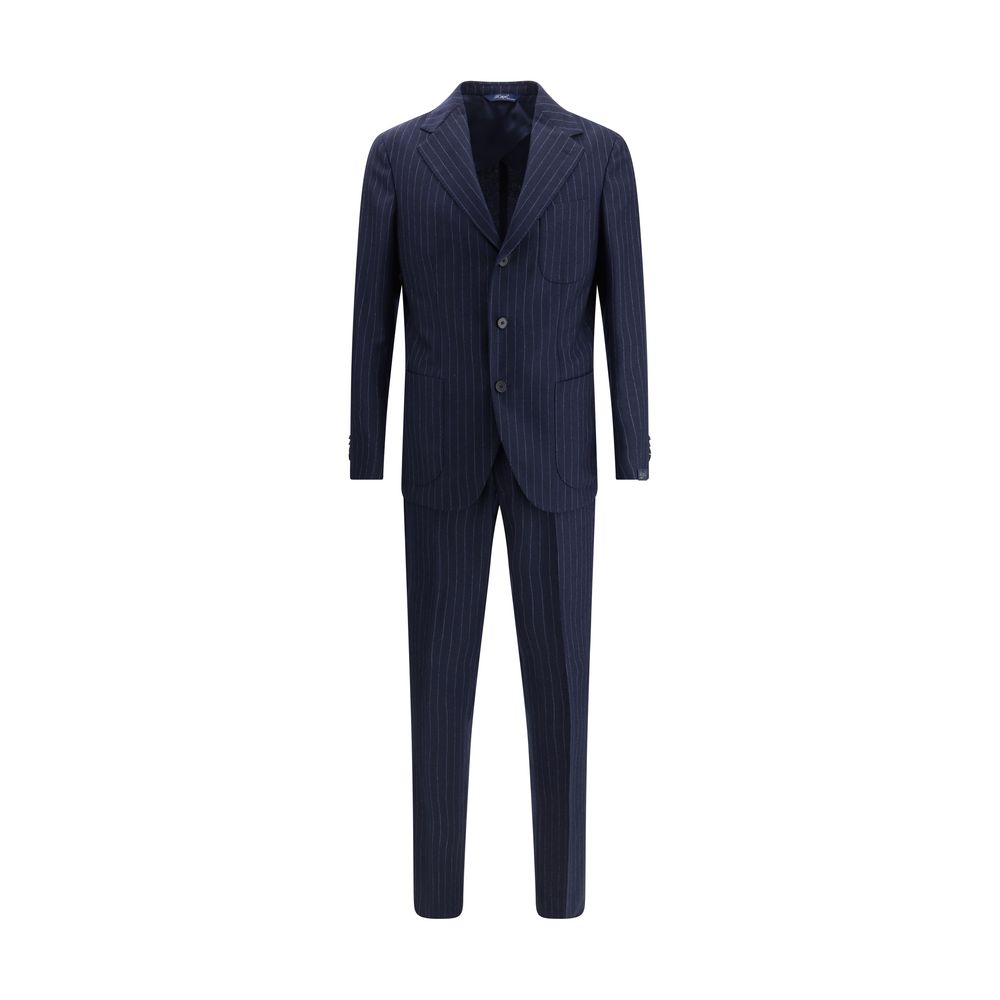 Blue Fleece Wool Two-Piece Suit