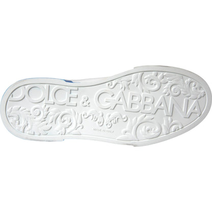 White Blue Logo Low Top Leather Sneakers Shoes