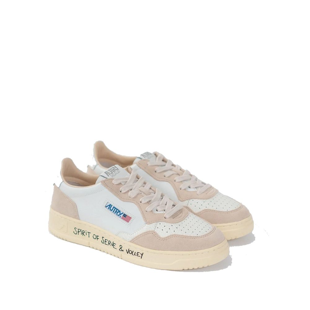 White Goatskin Low Top Sneakers