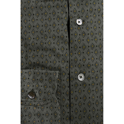 Green Cotton Men Shirt