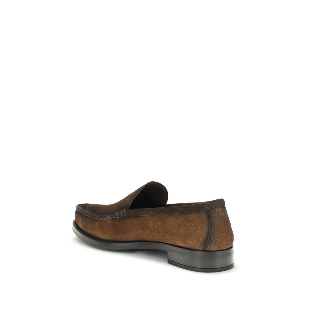 Brown Leather Slip-On Loafers