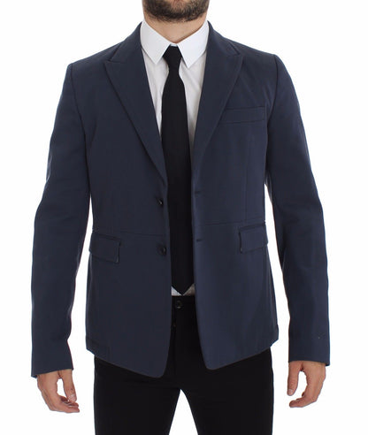 Elegante blaue Blazerjacke aus Baumwollstretch