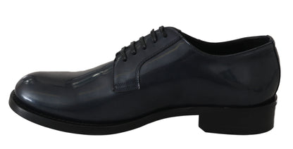 Elegantes zapatos de vestir Derby de cuero azul