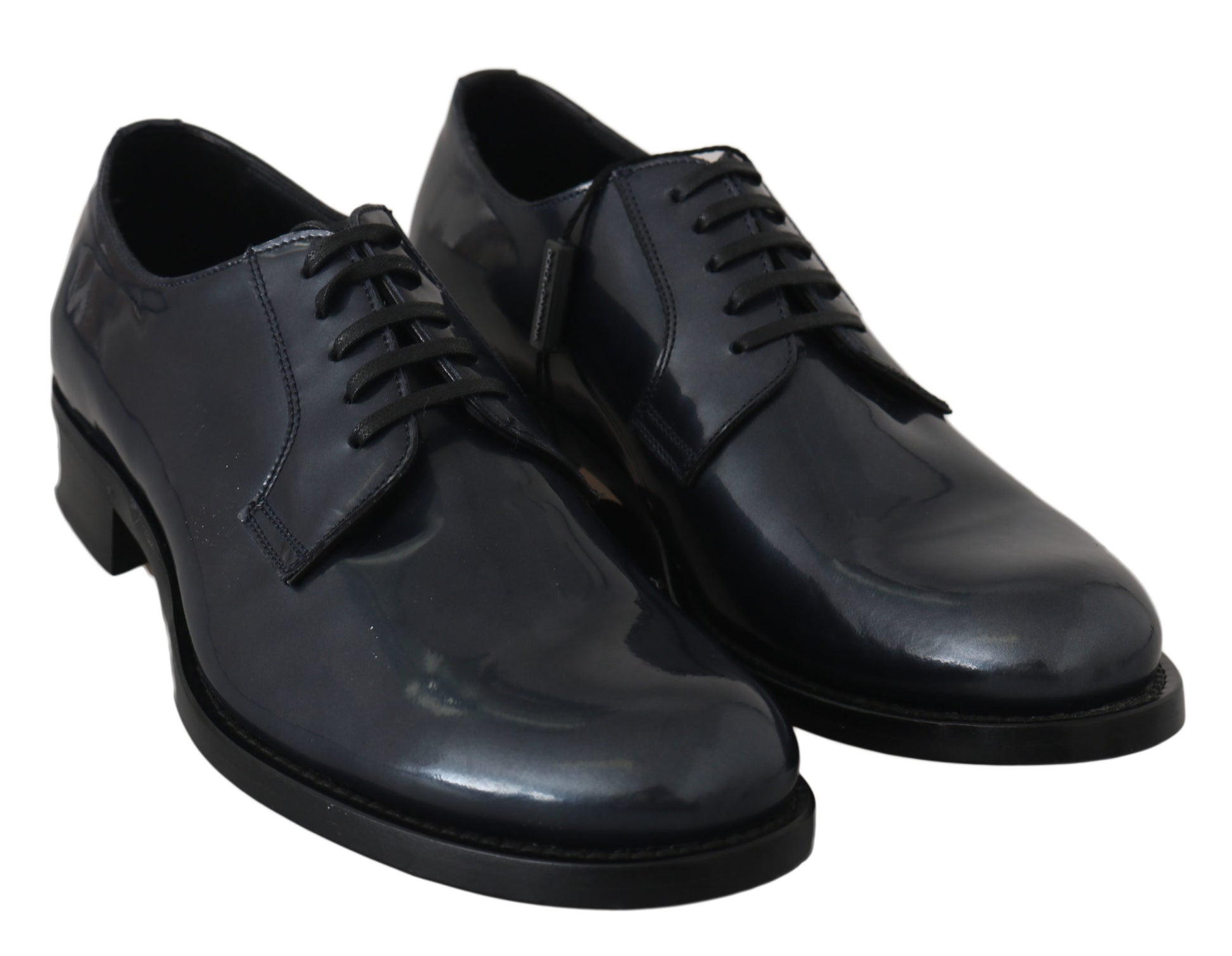 Elegantes zapatos de vestir Derby de cuero azul