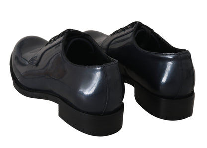 Elegantes zapatos de vestir Derby de cuero azul